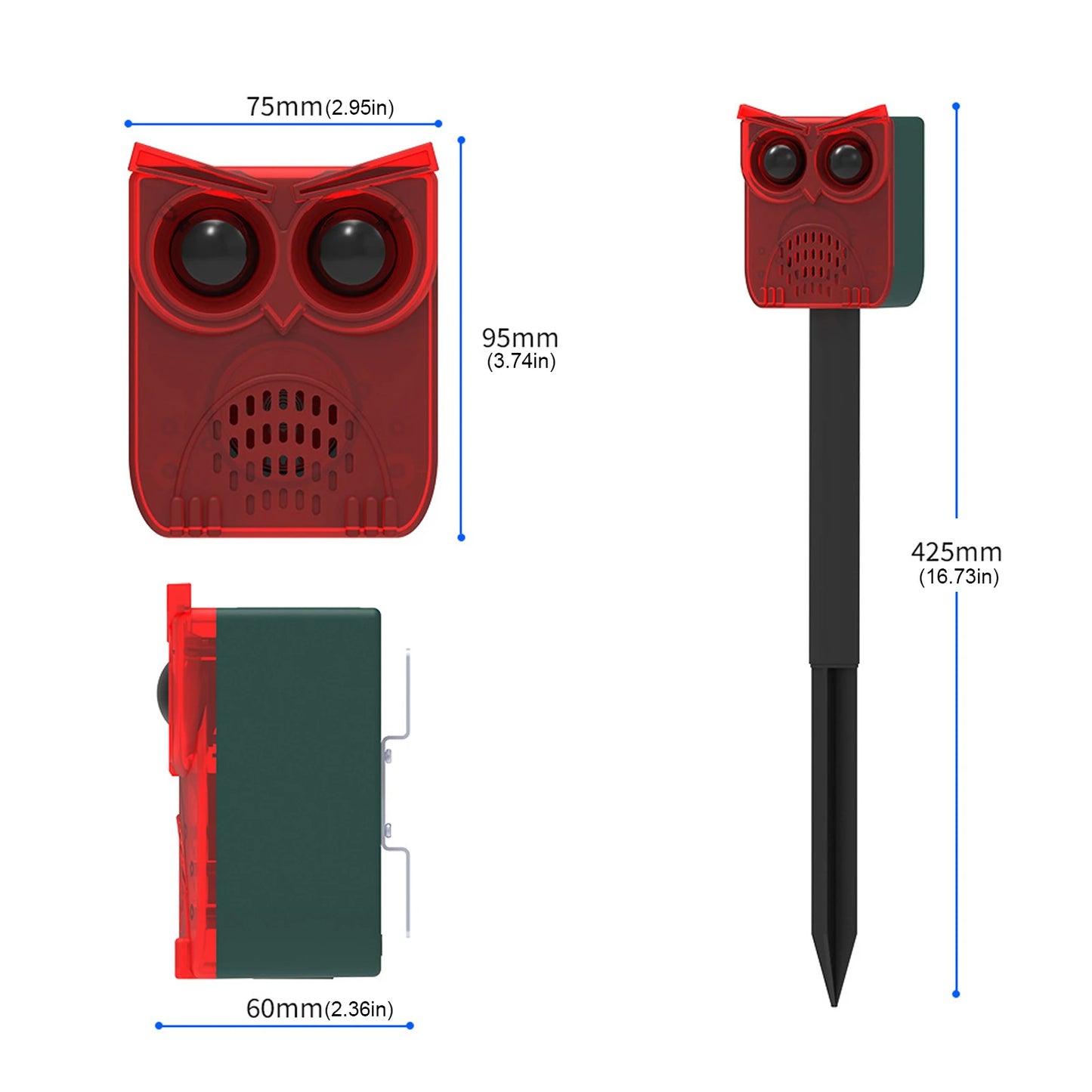 Solar Outdoor Motion Sensor Alarm Dog Barking&Gunshot Sound Loud Noise Maker Deter Raccoons Deer Skunks Bears Coyotes