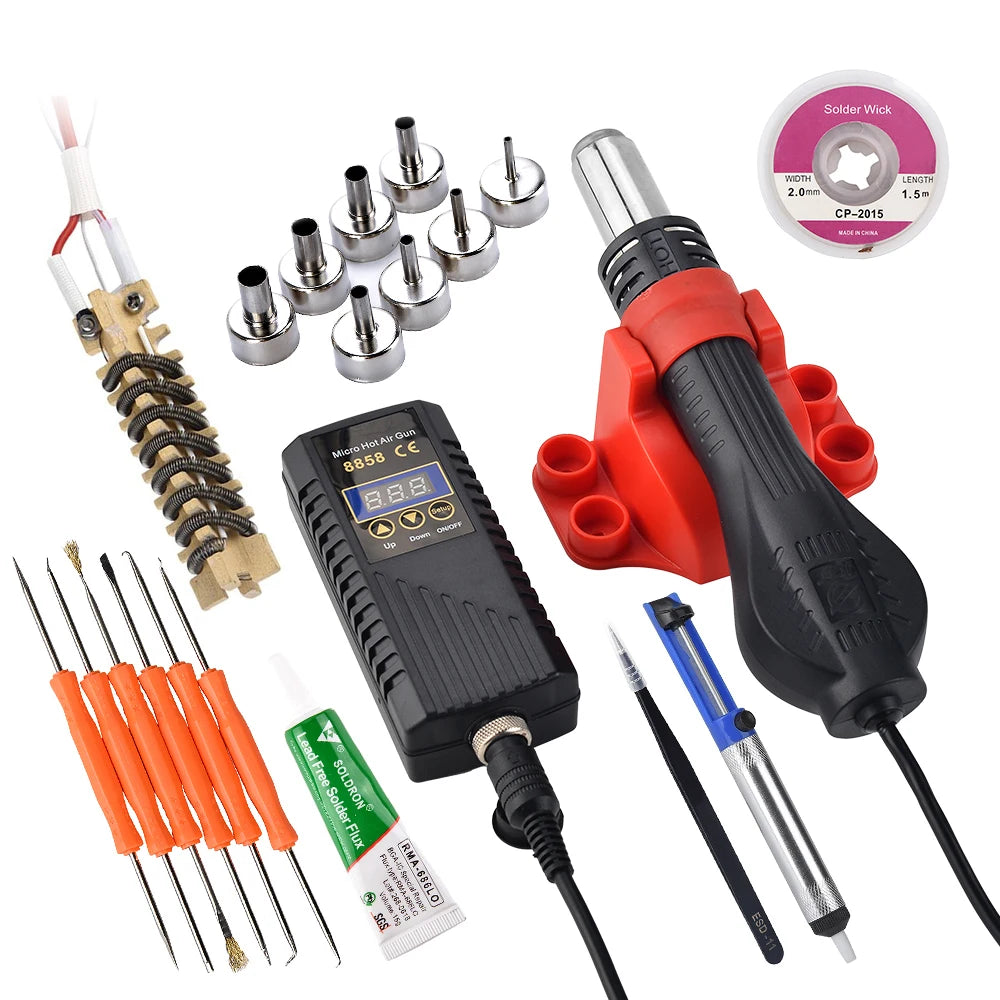 JCD 8858A 750W Hot Air Gun Rework Soldering Station – LED Digital Display, ESD Safe, 110V/220V