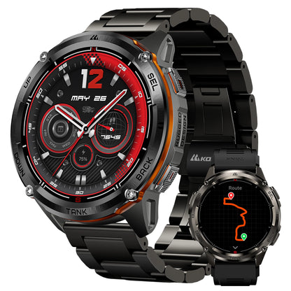 KOSPET TANK T3 Ultra 2 GPS Rugged Smartwatch – AMOLED, Bluetooth Calling, 5ATM Waterproof