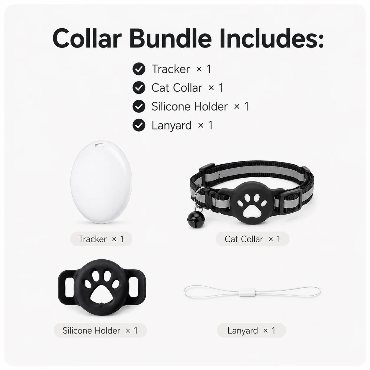 Premium AirTag Cat Collar - Secure GPS Tracking Holder for Cats & Kittens, Adjustable Reflective Design, Compatible with iOS