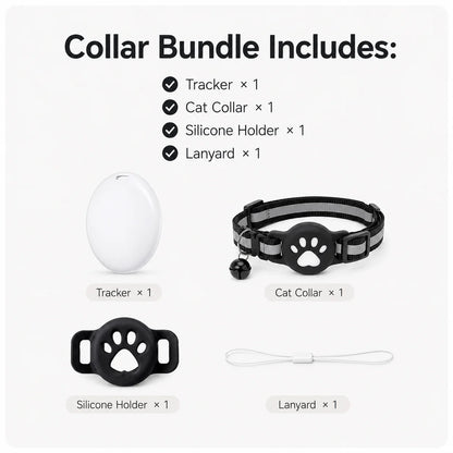 Premium AirTag Cat Collar - Secure GPS Tracking Holder for Cats & Kittens, Adjustable Reflective Design, Compatible with iOS