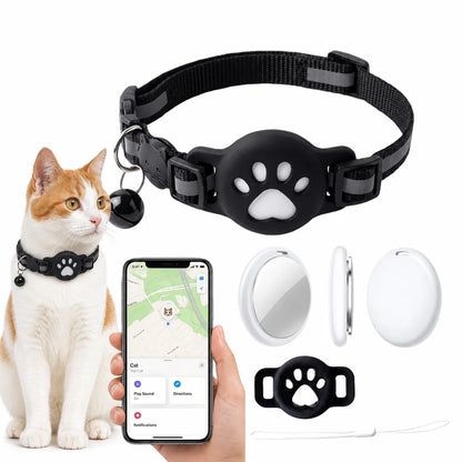 Premium AirTag Cat Collar - Secure GPS Tracking Holder for Cats & Kittens, Adjustable Reflective Design, Compatible with iOS