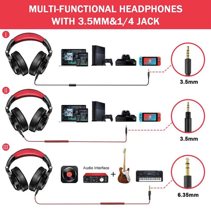 Oneodio A71 Wired Over-Ear Studio Headphones – HiFi Sound, Mic & DJ Monitoring