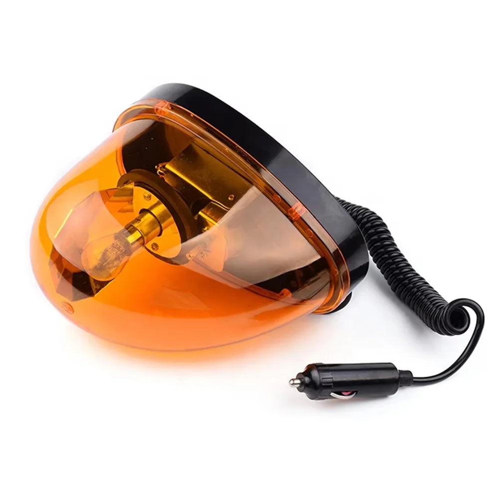 12V Magnetic Rotating Beacon - Amber Teardrop Warning Light for Emergency Vehicles & Construction Safety