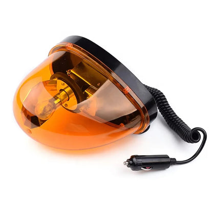 12V Magnetic Rotating Beacon - Amber Teardrop Warning Light for Emergency Vehicles & Construction Safety