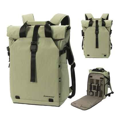Besnfoto Expandable Roll Top Waterproof Camera Backpack for DSLR SLR Mirrorless Drones, Fits 16'' Laptop with Tripod Holder