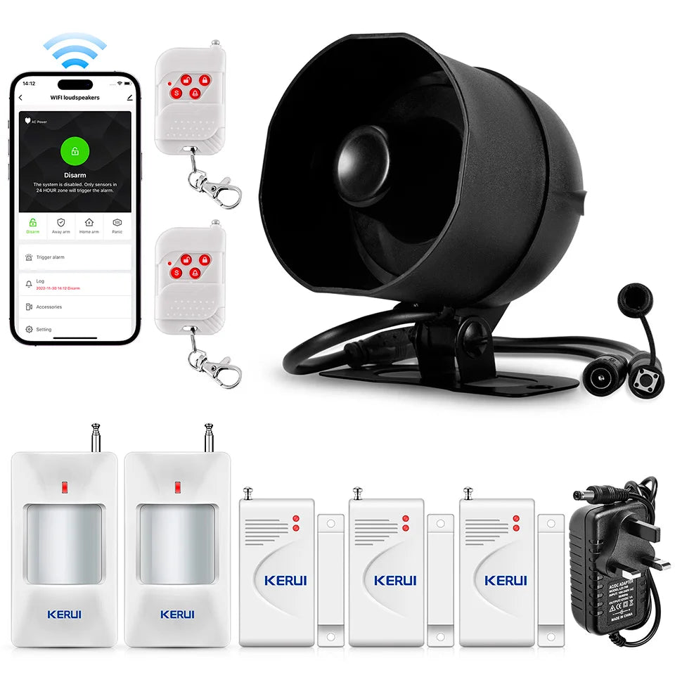 KERUI 120db Loud Sound Alarm System Siren Tuya Smart WIFI Wireless Security Alarm Kit Home Burglar Motion Door Sensor Alexa