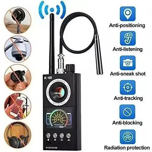 K68 Anti-Spy Bug Detector – RF Signal Scanner, Hidden Camera Finder, GPS Tracker Detector