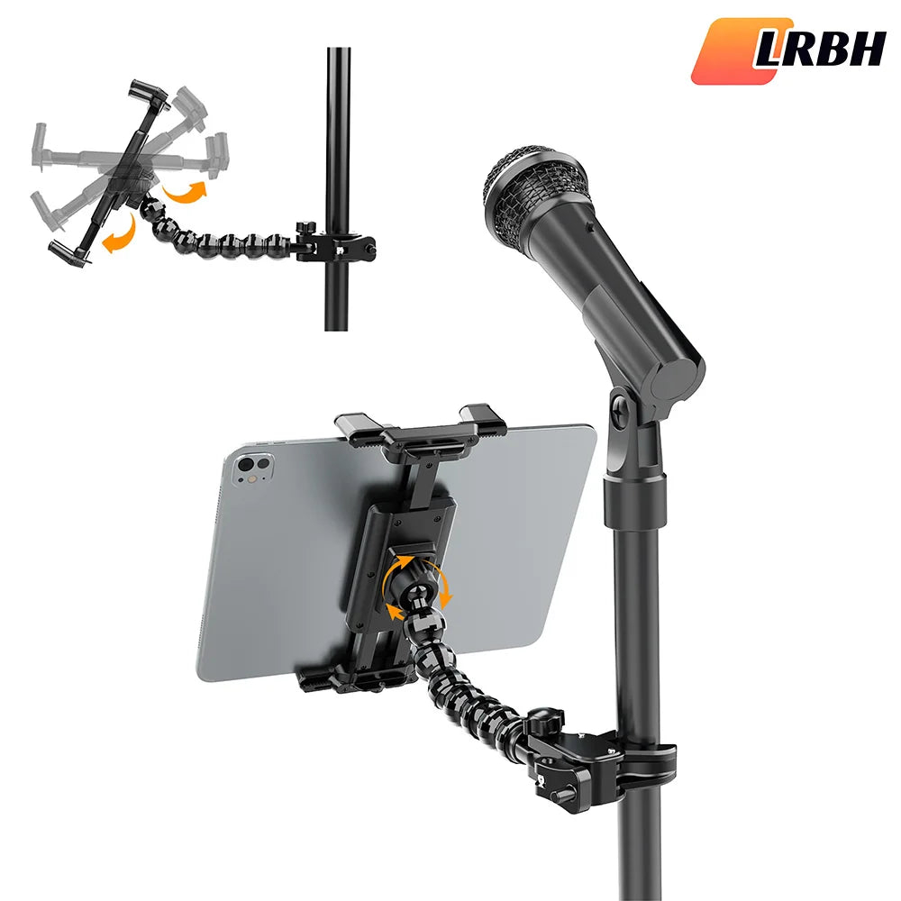 3-in-1 Flexible Tripod Stand – Microphone, Music Sheet & Tablet Holder for 4.7"–15" Devices