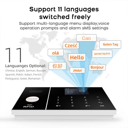 4G GSM WIFI Security Alarm System for Home and Business Multi-language Works with Tuya Smart Life APP Control with Alexa