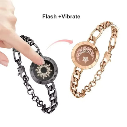 totwoo Long Distance Touch Bracelets for Couples – Light Up & Vibrate Smart Sun & Moon Love Gift