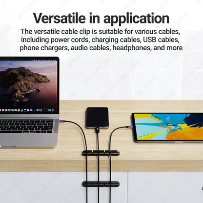 JEYI Adhesive Cable Holder Clips – Cord Management Wire Organizer for Desk, Nightstand & More