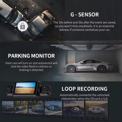 4-Channel WiFi Dashcam – 1080P FHD, Front/Left/Right/Rear, Night Vision, Loop Recording, G-Sensor