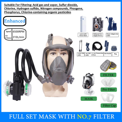 6800 Full Face Electric Air Purifying Respirator – Powered Gas Mask for Welding, Spraying, Chemical & Industrial Use