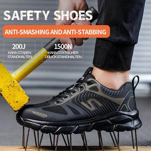 Non-Slip Safety Work Shoes – Breathable Woven Knit with Shock Absorption