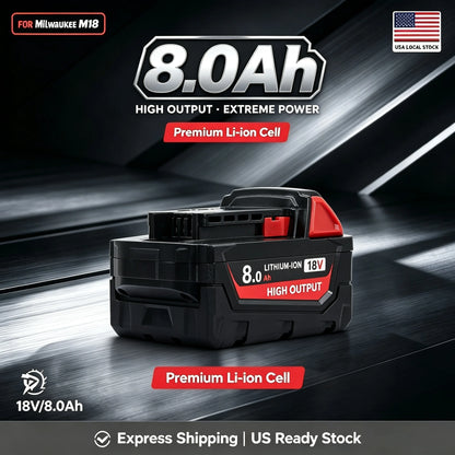 Milwaukee M18 8.0Ah 18V Li-ion Replacement Battery – 1, 2 & 4-Pack Compatible with 48-11-1880