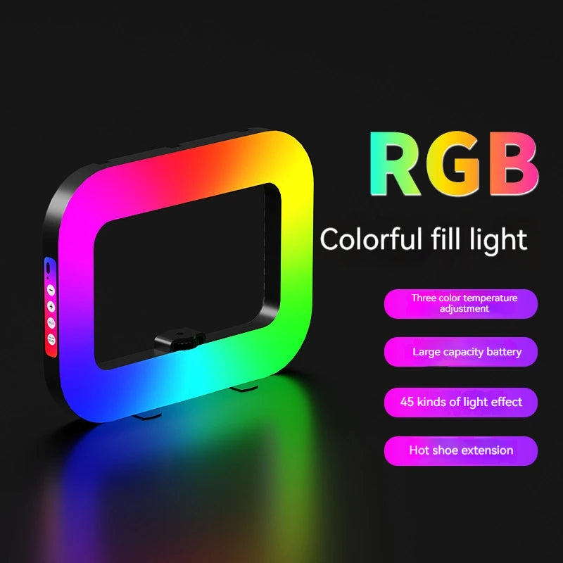 Handheld Ring LED Fill Light – 20W, 240 Beads, 8000mAh, 2500K–8500K for Live Streaming & Photography