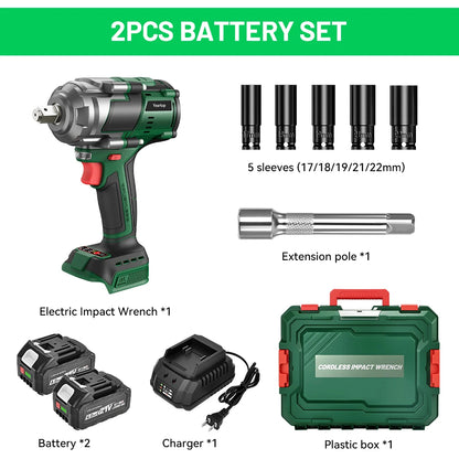 YEARTOP 2800N.m Brushless Cordless Impact Wrench – 1/2" Extended Anvil, Fits Makita 18V Battery