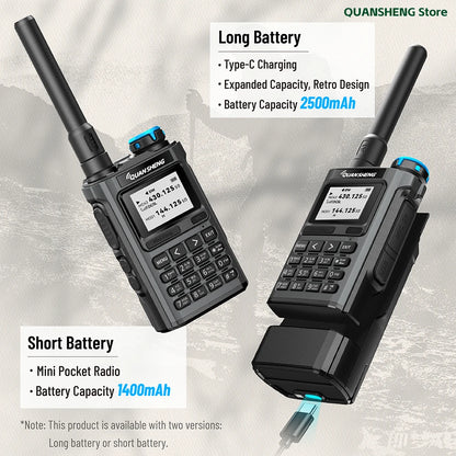 Quansheng UV-K1 Mini Multi-Band Ham Radio Transceiver – 3W–5W, 200 Channels, Type-C, NOAA, Aviation Band