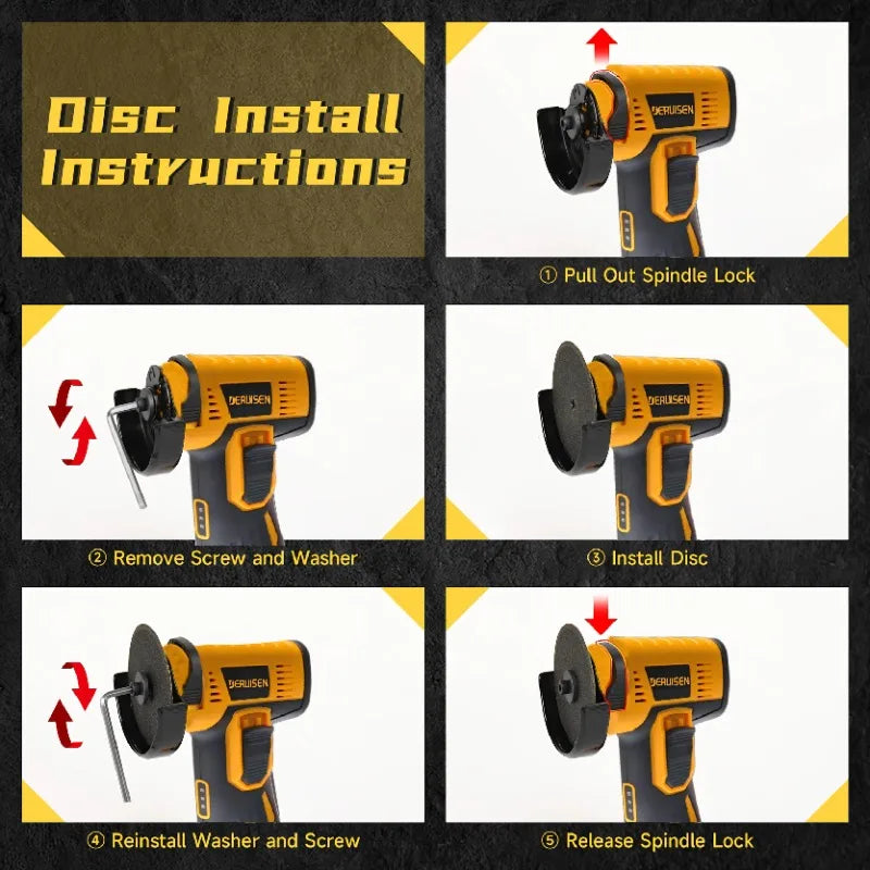19,800 RPM Mini Cordless Angle Grinder & Polisher – 12V Lithium, Metal, Wood, Stone & Concrete