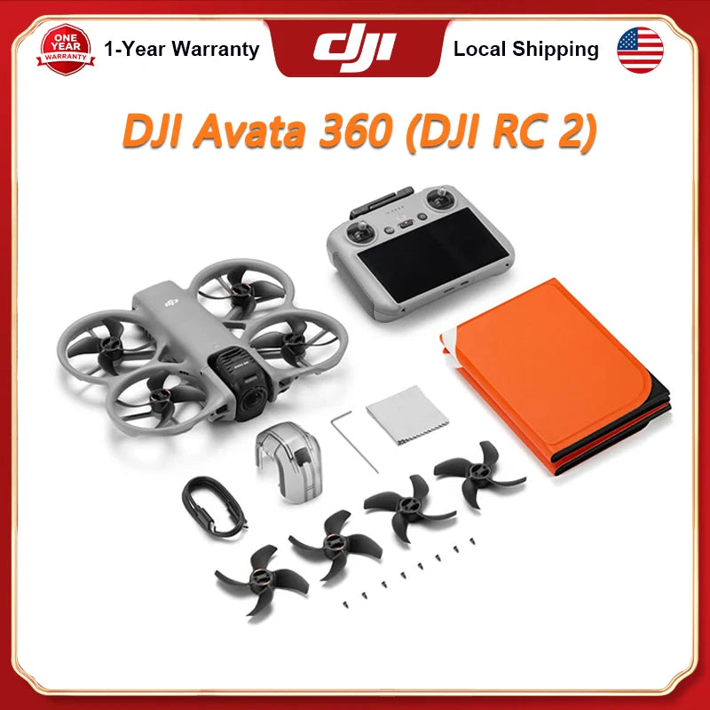 DJI Avata 360 (RC 2) Drones With 1-Inch 8K 360° Imaging for FPV & Aerial Filming, 360° Camera Drone With Propeller Guard. Includes RC 2 With a Built-In Screen Avata 360 DJI Drone for Precise Control
