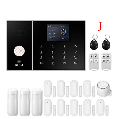 4G GSM WIFI Security Alarm System for Home and Business Multi-language Works with Tuya Smart Life APP Control with Alexa