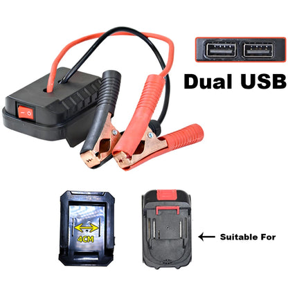Makita 18V Battery Jump Starter Adapter – Emergency Car Jump Start with Copper Clamps, Optional Dual USB