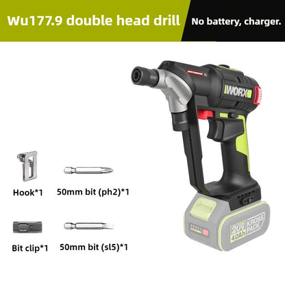 Worx WU177 1/4 Inch Electric Impact Drill 50N.m Brushless Motor 6.35MM Double Headed Quick Change Drill Hex Scoket 20V Battery