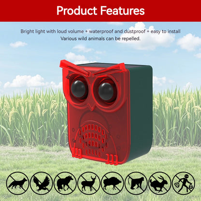 Solar Outdoor Motion Sensor Alarm Dog Barking&Gunshot Sound Loud Noise Maker Deter Raccoons Deer Skunks Bears Coyotes
