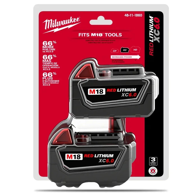 Milwaukee M18 18V Lithium-Ion Battery – 5.0Ah & 6.0Ah Long Cycle Life for M18 Power Tools