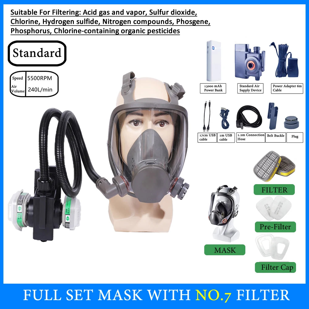 6800 Full Face Electric Air Purifying Respirator – Powered Gas Mask for Welding, Spraying, Chemical & Industrial Use