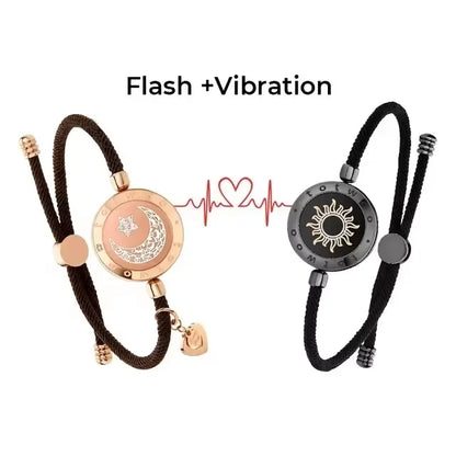 totwoo Long Distance Touch Bracelets for Couples – Light Up & Vibrate Smart Sun & Moon Love Gift