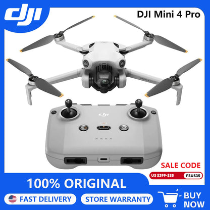 DJI Drones Mini 4 Pro (DJI RC-N2), Drones with Camera for Adults 4K, Under 0.549 Lbs/249 g, 34 Mins Flight Time, 20km Max Video Transmission Distance, Omnidirectional Vision Sensing, Mini Drone for Beginners