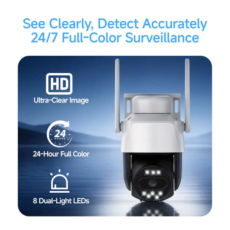 Solar Security Camera – 4G LTE, No WiFi Needed, AI Human Detection & PTZ