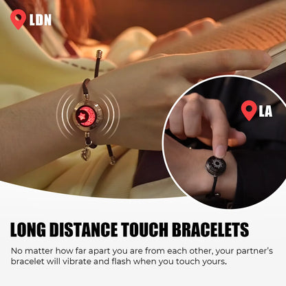 totwoo Long Distance Touch Bracelets for Couples – Light Up & Vibrate Smart Sun & Moon Love Gift