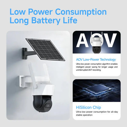 Solar Security Camera – 4G LTE, No WiFi Needed, AI Human Detection & PTZ