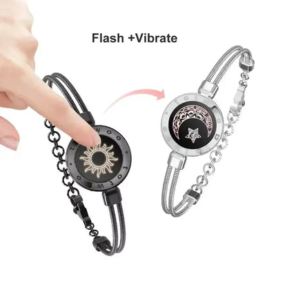 totwoo Long Distance Touch Bracelets for Couples – Light Up & Vibrate Smart Sun & Moon Love Gift