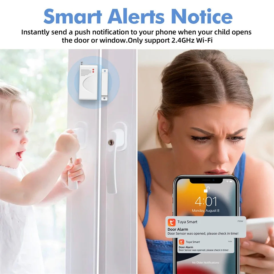KERUI 120db Loud Sound Alarm System Siren Tuya Smart WIFI Wireless Security Alarm Kit Home Burglar Motion Door Sensor Alexa