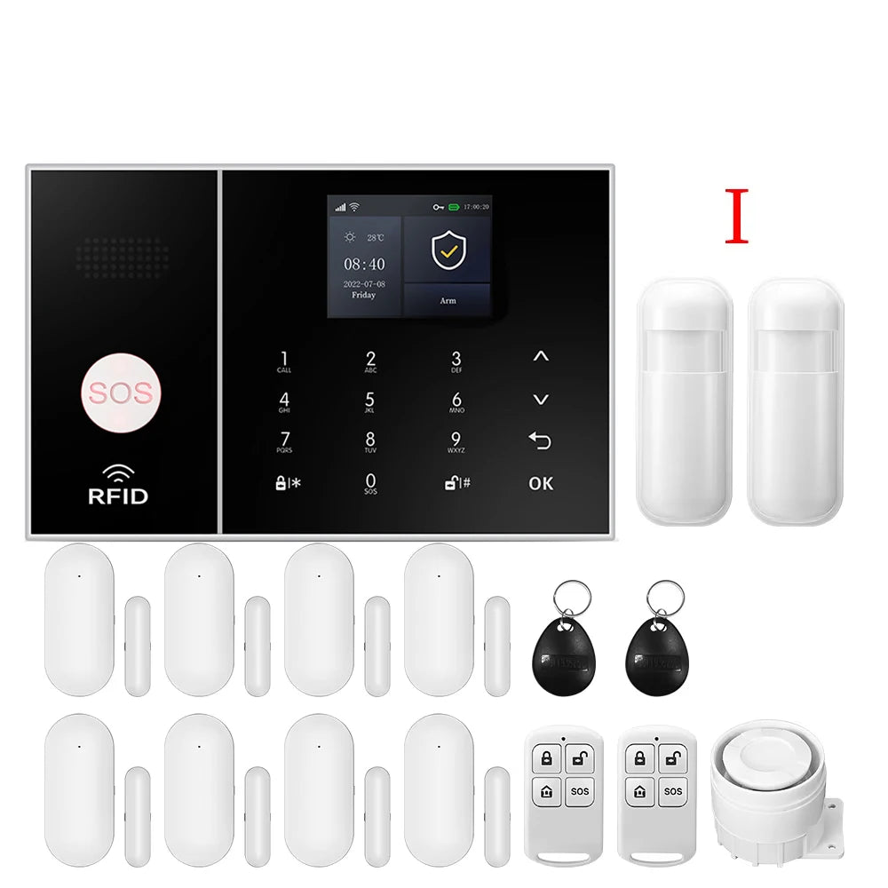 4G GSM WIFI Security Alarm System for Home and Business Multi-language Works with Tuya Smart Life APP Control with Alexa