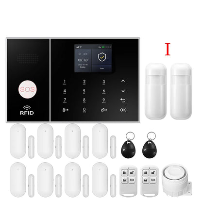 4G GSM WIFI Security Alarm System for Home and Business Multi-language Works with Tuya Smart Life APP Control with Alexa