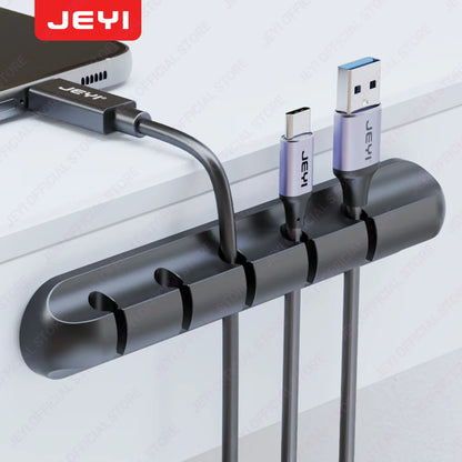 JEYI Adhesive Cable Holder Clips – Cord Management Wire Organizer for Desk, Nightstand & More