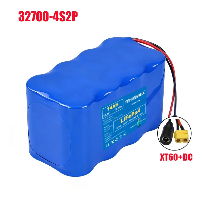32700 Lifepo4 Battery Pack 4S1P-4S2P 12.8V 7Ah/14Ah with BMS for Electric Boats Drones Toy Cars Etc Uninterruptible Power Supply