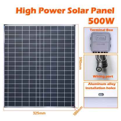 Polycrystalline Solar Panel Kit – 500W or 1000W, 12V, 23% Efficiency | For RV, Camping, Boat, Cabin & Off-Grid