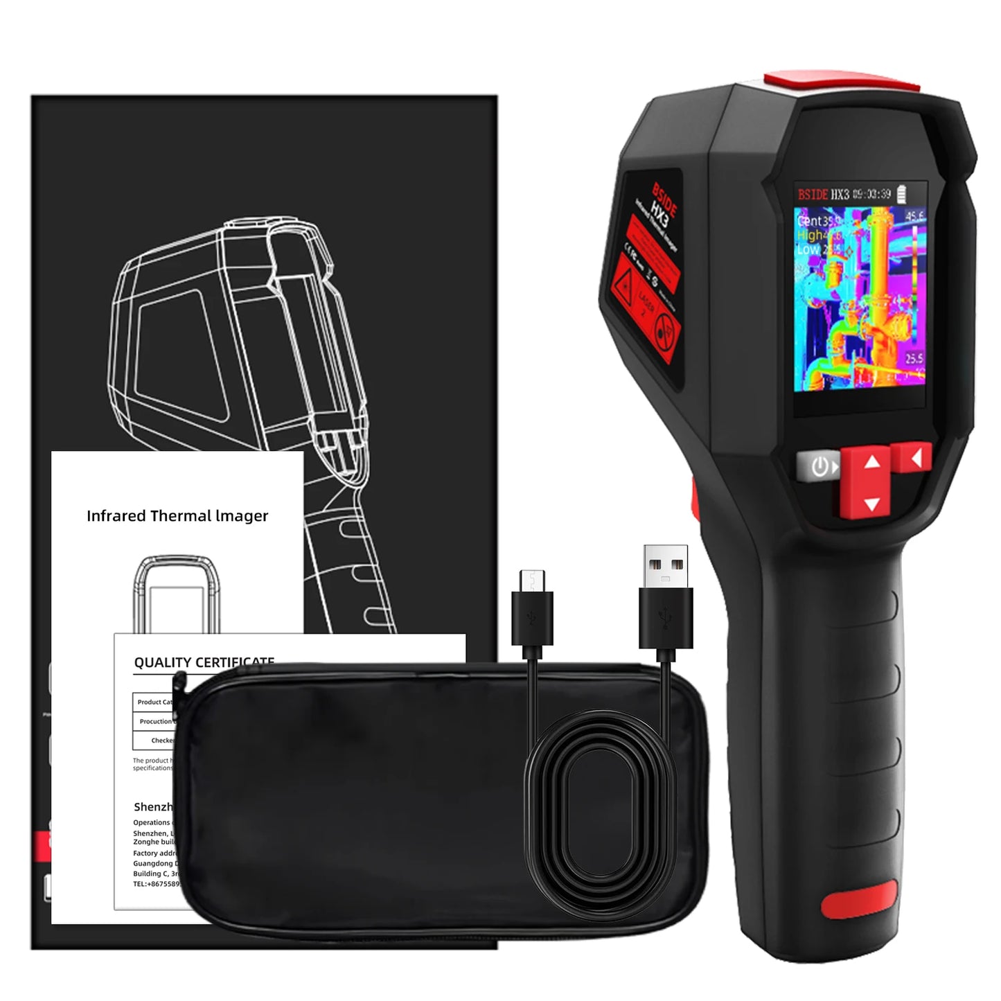 BSIDE Handheld Thermal Imaging Camera Industrial HX3 -20-550C HD Resolution PCB Pipe Inspection Fire Safety Thermal Imager