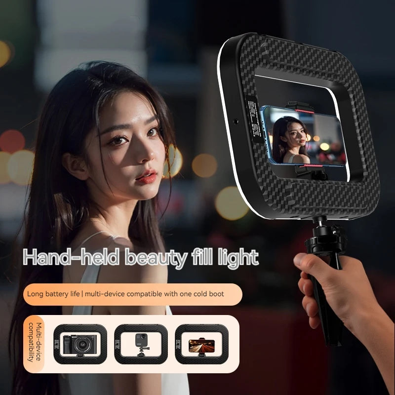 Handheld Ring LED Fill Light – 20W, 240 Beads, 8000mAh, 2500K–8500K for Live Streaming & Photography