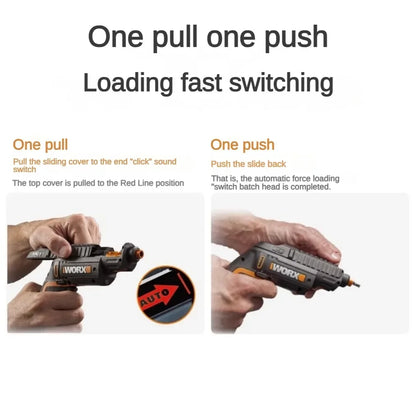 WORX WX255.4 4V Mini Cordless Screwdriver Set – USB Rechargeable, Gun-Style, 1/4" Hex, 1500mAh Battery