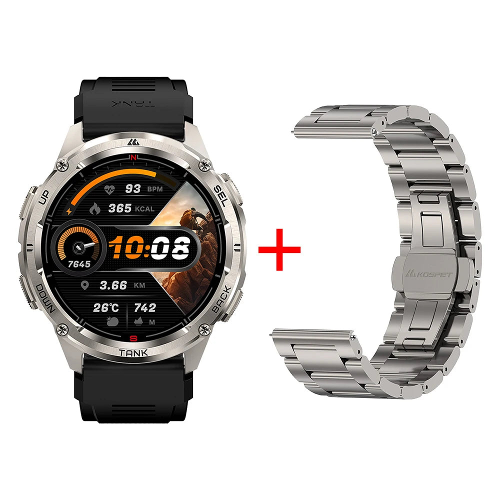 KOSPET TANK T3 Ultra 2 GPS Rugged Smartwatch – AMOLED, Bluetooth Calling, 5ATM Waterproof
