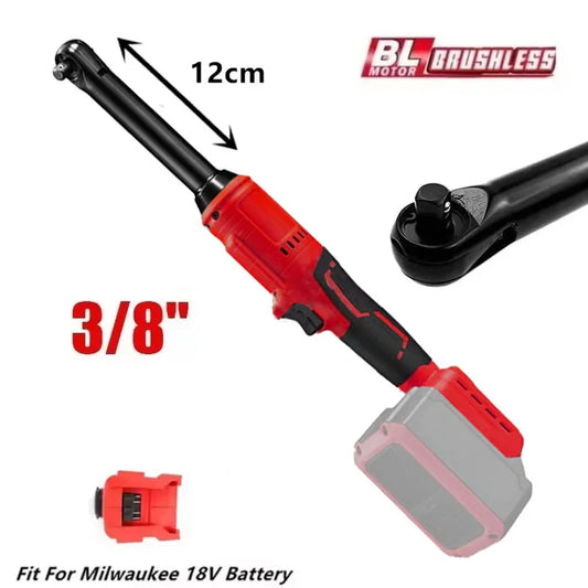 600N.m Brushless Extended Ratchet Wrench – 3/8" Long Head, Fits Milwaukee 18V Battery (Tool Only)