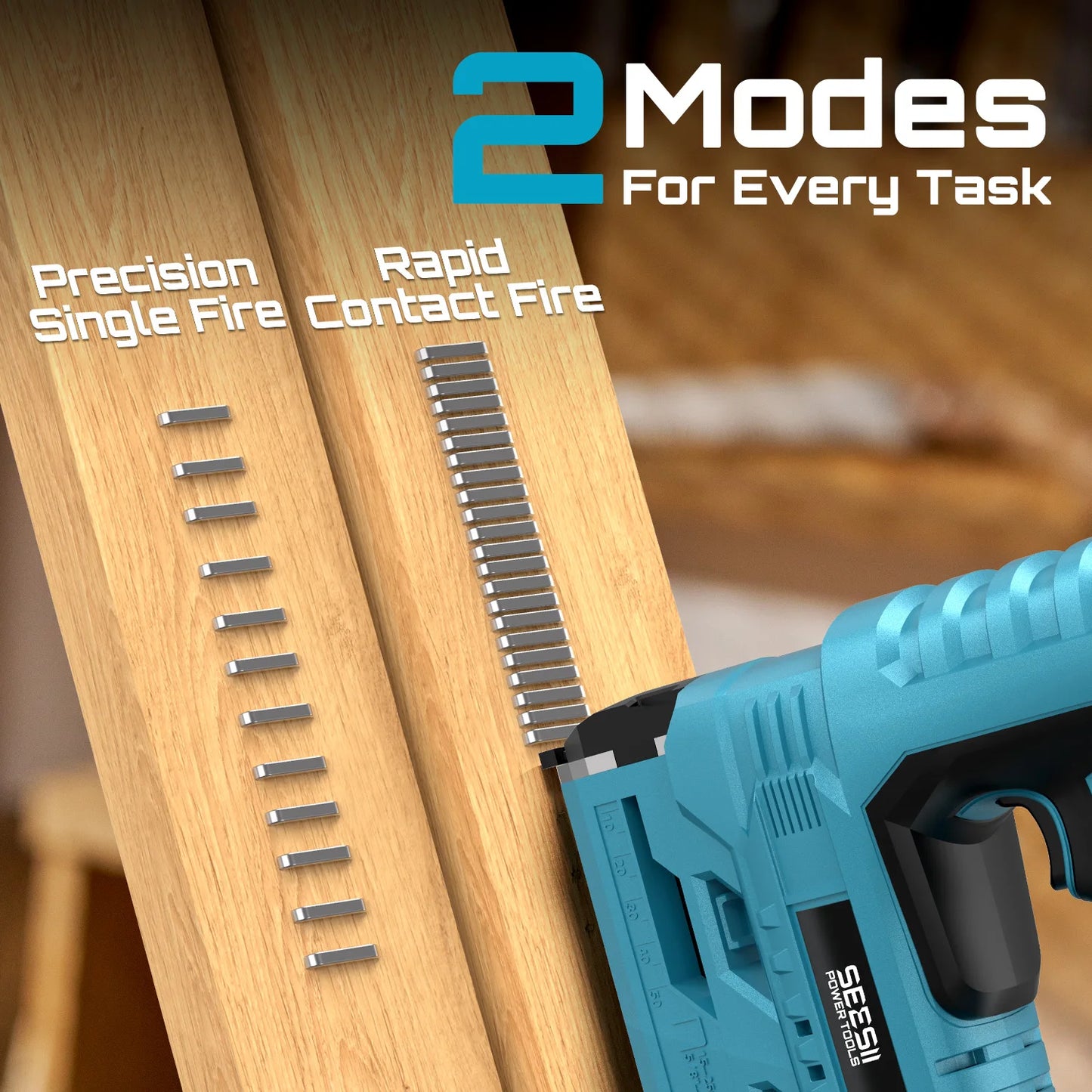 SEESII 18GA 2-in-1 Cordless Brad Nailer & Stapler – 2x2.0Ah Batteries, 1000 Nails Included