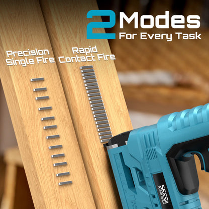 SEESII 18GA 2-in-1 Cordless Brad Nailer & Stapler – 2x2.0Ah Batteries, 1000 Nails Included
